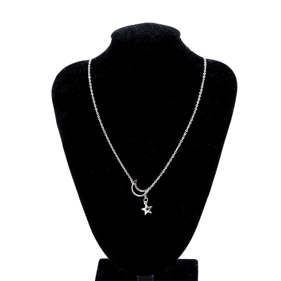 Silver Moon/Star Lariat Necklace - Picture 4 of 8